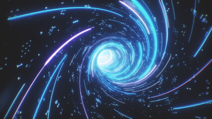 flying inside digital data tunnel. futuristic abstract background with neon rays. concept for big da