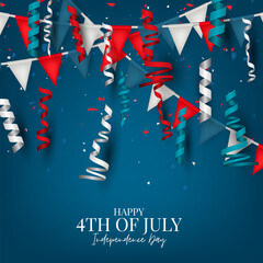 Wall Mural - happy 4th of july independence day celebration banner. usa national holiday design concept with bunt