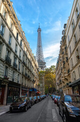 Wall Mural - eiffel tower between buildings in paris