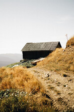 House In The Mountains In Autumn. Ukrainian Lands, Ukrainian Mountains