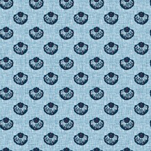 Indigo Blue Seashell Nautical Seamless Pattern. Modern Marine Shell Print In Classic Nantucket Fabric Textile Hand Drawn Block Print Style. Summer 2 Tone High Contrast Jpg Tile Swatch