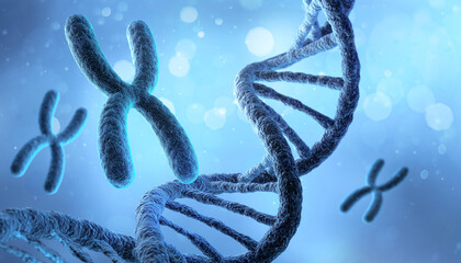 Wall Mural - 3d illustration of x chromosome, medicine. medical science and biotechnology background.