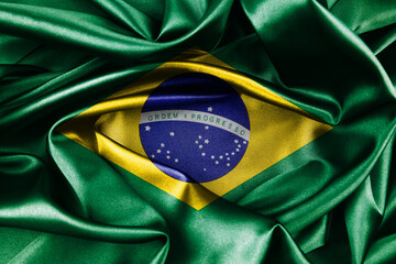 Wall Mural - Closeup of silky Brazilian flag
