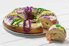 King Cake On A White Board Background