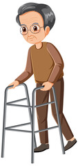 Wall Mural - elderly man with walker