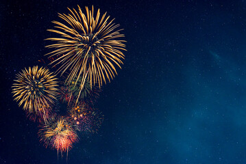 fireworks with blur milky way background