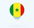 Map pointer with flag of Senegal.