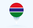 Map pointer with flag of Gambia.