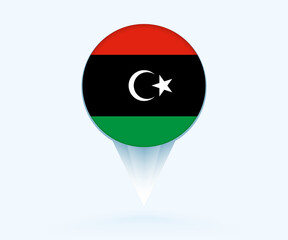 Wall Mural - Map pointer with flag of Libya.