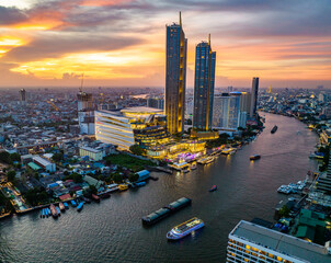 Wall Mural - Aerial view of Icon Siam water front building in downtown Bangkok, Thailand