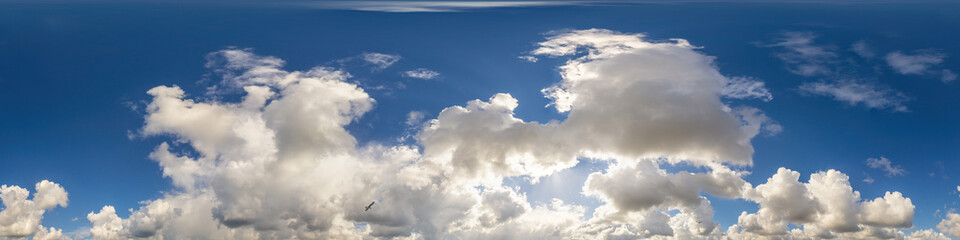 blue sky panorama with puffy cumulus clouds. seamless hdr pano in spherical equirectangular format. 