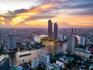 Wall Mural - Aerial view of Icon Siam water front building in downtown Bangkok, Thailand