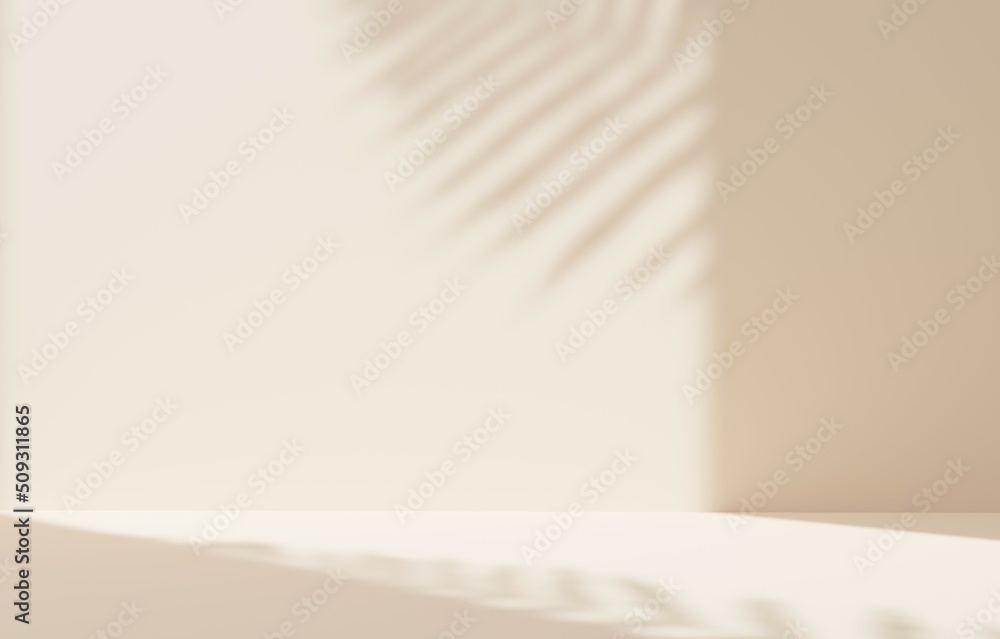 realistic 3D rendering of the interior in beige color with a shadow ...