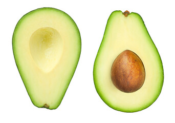 Wall Mural - avocado cut in half on a white isolated background