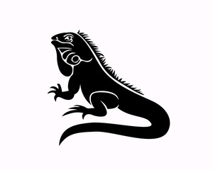 Wall Mural - black white silhouette lizard, iguanas art logo design template illustration inspirations