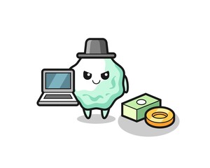 Poster - Mascot Illustration of chewing gum as a hacker