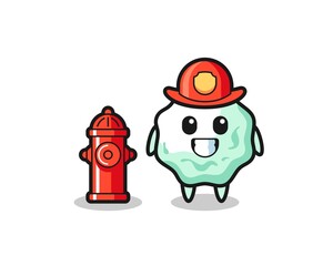 Poster - Mascot character of chewing gum as a firefighter