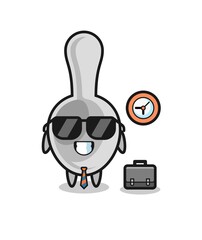 Poster - Cartoon mascot of spoon as a businessman