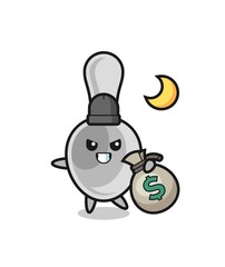 Sticker - Illustration of spoon cartoon is stolen the money