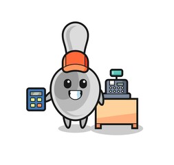 Poster - Illustration of spoon character as a cashier