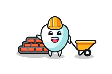 Poster - Cartoon character of tooth as a builder