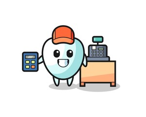 Poster - Illustration of tooth character as a cashier