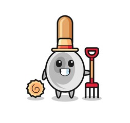 Poster - Mascot character of cooking spoon as a farmer