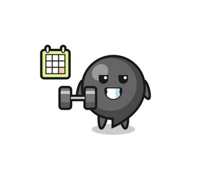 Poster - comma symbol mascot cartoon doing fitness with dumbbell