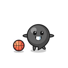 Poster - Illustration of comma symbol cartoon is playing basketball