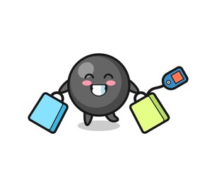 Poster - dot symbol mascot cartoon holding a shopping bag