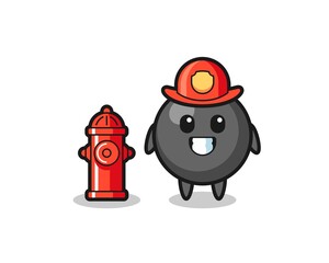 Sticker - Mascot character of dot symbol as a firefighter