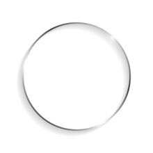 Silver Circle Frame With Shadows And Highlights Isolated On A White Background.
