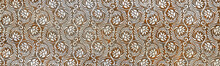 Brown Ornament Pattern With Marble Texture Background, Vintage Retro Tile