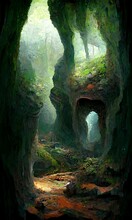 Portrait Game Background Forest Landscape Cave Abstract Dyed Background Game 3D Illustration