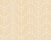 Abstract Geometric Pattern. A Seamless Vector Background. White And Gold Ornament. Graphic Modern Pattern. Simple Lattice Graphic Design