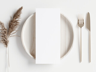 Menu mockup, wedding program mockup, 3d render