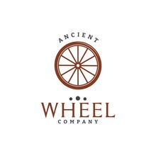 Simple Vintage Logo Wooden Cart Caravan Wheel