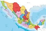 Fototapeta Pokój dzieciecy - Vector illustrated map of Mexico with regions or states and administrative divisions, and neighbouring countries. Editable and clearly labeled layers.