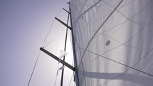 White Sail Yacht View From Below. 