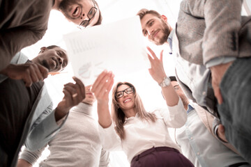 Wall Mural - bottom view.the business team is holding the document