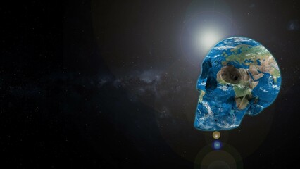 Canvas Print - earth in shape of a skull , abstract 3d illustration