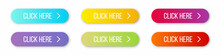 Click Here Button Collection. Set Of Colorful Buttons With Shadow. Simple Click Here Buttons