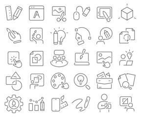 Leinwandbilder - Graphic design line icons collection. Thin outline icons pack. Vector illustration eps10