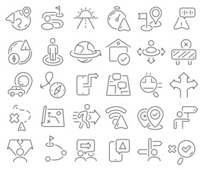 Leinwandbilder - Location and navigation line icons collection. Thin outline icons pack. Vector illustration eps10