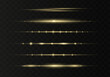 © vector_ukraine - Set of gold horizontal lens flares pack. Abstract light flares, laser beams, sparkling lined, horizontal light rays. Vector illustration.