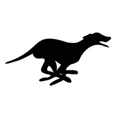 Wall Mural - Vector hand drawn running whippet dog silhouette isolated on white background