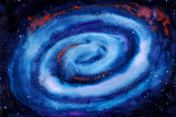 blue spiral galaxy watercolor painting background