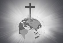 The Holy Cross And The World Gospel On World Background.