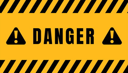 Danger signs that warn of possible danger to life and health. Yellow danger warning rectangle. Vector illustration