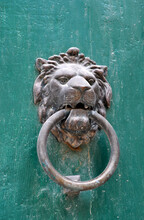  Antique Lion-shaped Door Handle. Photo Taken In Mdina, Malta.